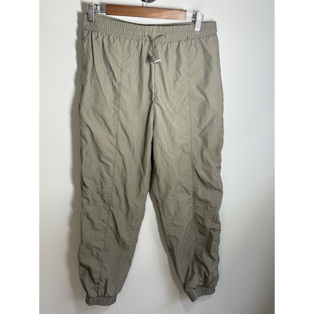 WILO THE LABEL Olive Green Nylon Track Jogger Pants Women Large Mesh Lined L
